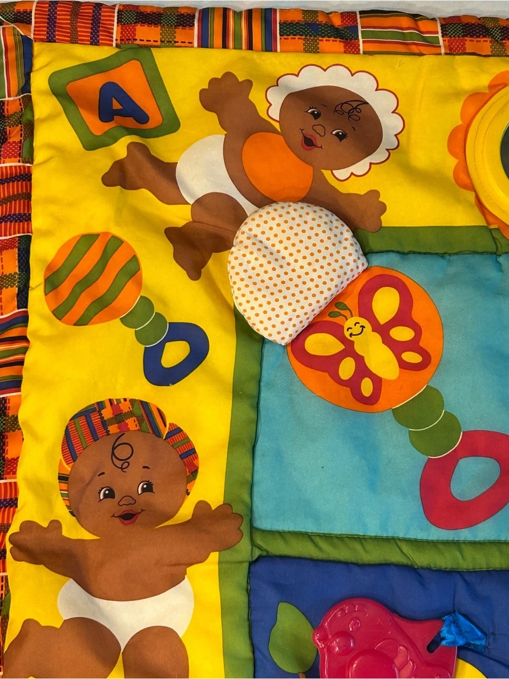 Vintage Playskool Kids Of Color African American Baby Activity Quilt Playmat